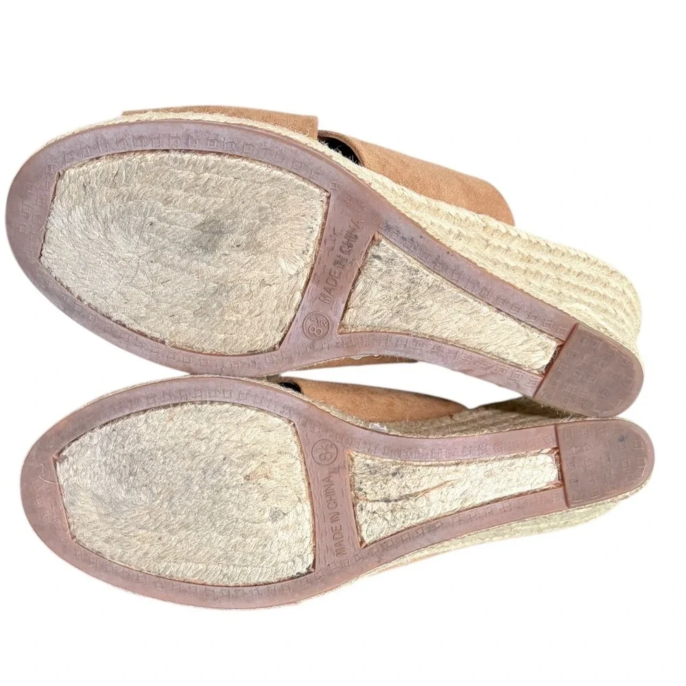 J. Crew Tan Suede Criss Cross Wedge‎ Espadrille Sandals Women's Size 8.5